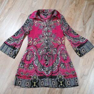 🔺️Alfani Pink Crinkle Buttoned Long Sleeve Top Petite 10